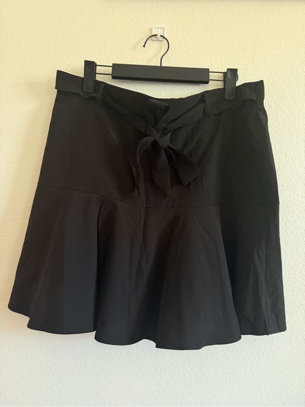 Soho Apparel Black Tie-Front Flared Mini Skirt